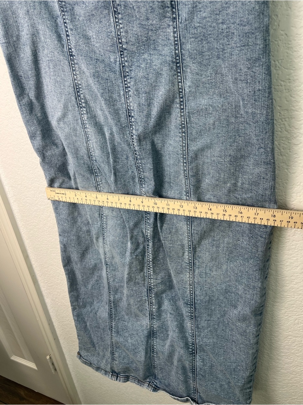 Wild Fable Denim Midi Dress Light Wash Bodycon Square Neck Side Slit Large - Picture 4 of 14